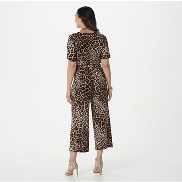 NEW Animal Print Jumpsuit Susan Graves Liquid Knit Silky Soft Fabric 3X Petite - Picture 4 of 4